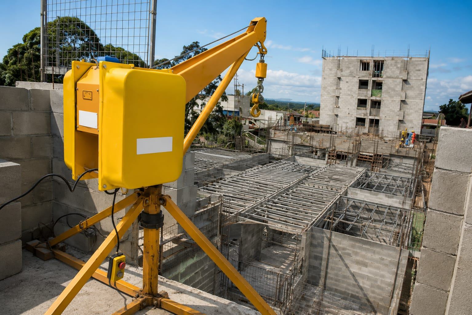 Mini grua instalada em obra